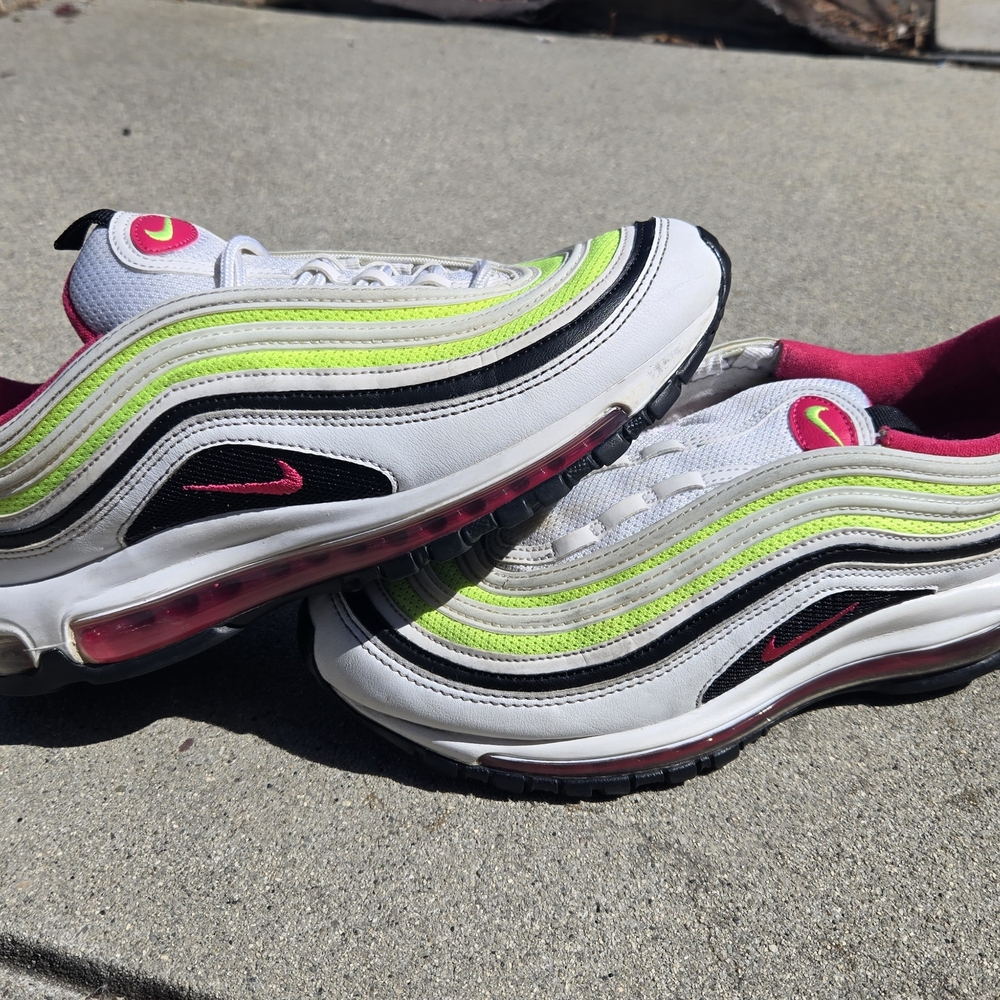 Nike Air Max 97 White with Neon and Pink Accents